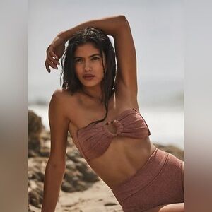 Montce Mauve sparkle bandeau bikini top